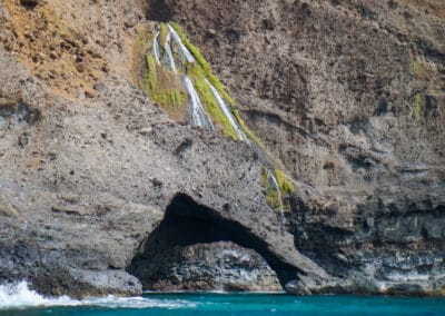 NaPali Coast Boat Tour - Waterfall and archway